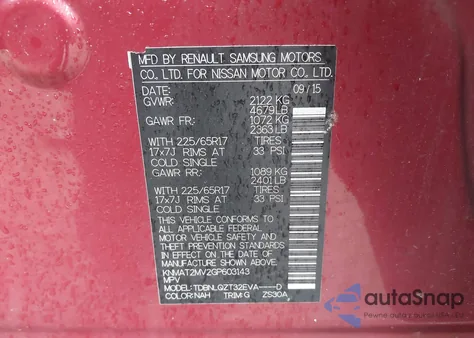 2016 Nissan Rogue Sv из США, поврежденный, VIN KNMAT2MV2GP603143